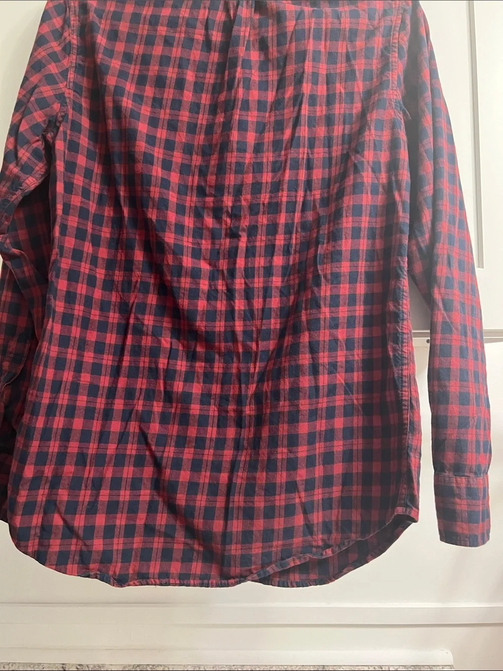 J. Crew Brushed Twill Red and Navy Plaid Button-Down Shirt